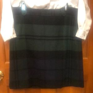 Classic wool lined A-line green and navy Plaid skirt with belt loops 4 work or ?